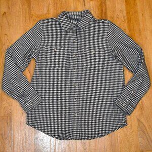 Faherty Legend Sweater Shirt Black Gingham Check Flannel Sz SM